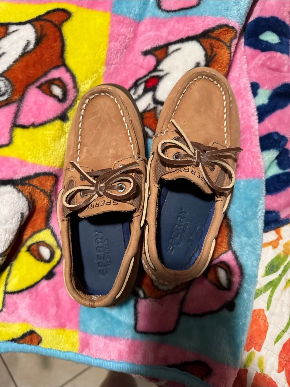 Sperry Kids Tan Leather Moccasin Boat Shoes
